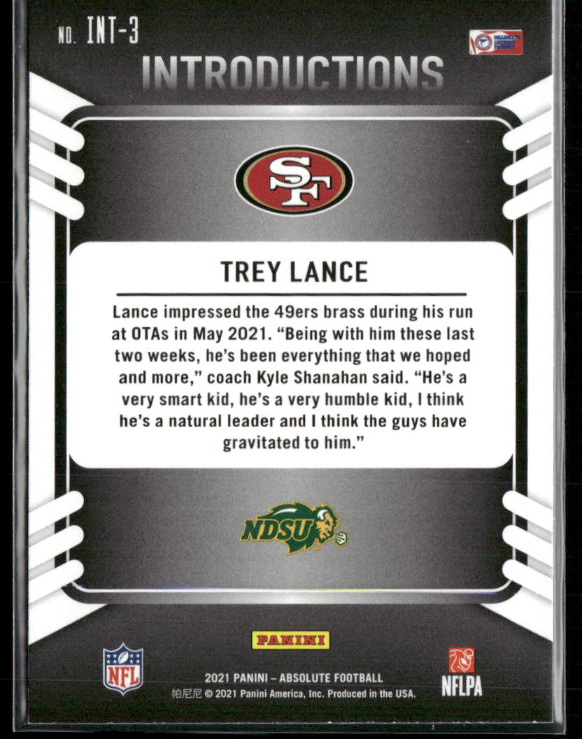 Trey Lance 2021 Panini Absolute Introductions #INT-3