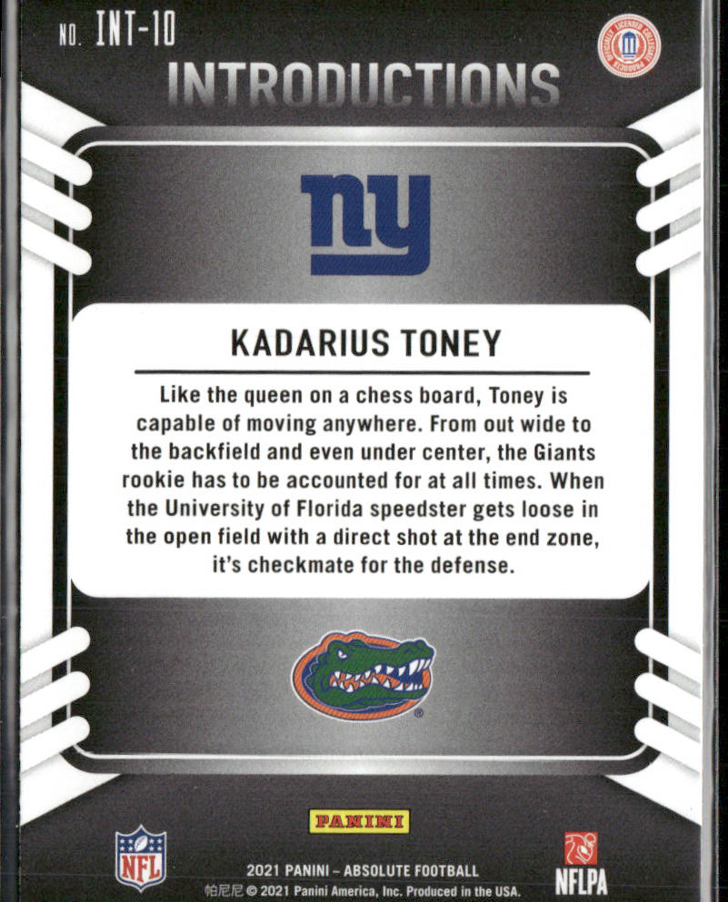 Kadarius Toney 2021 Panini Absolute Introductions #INT-10