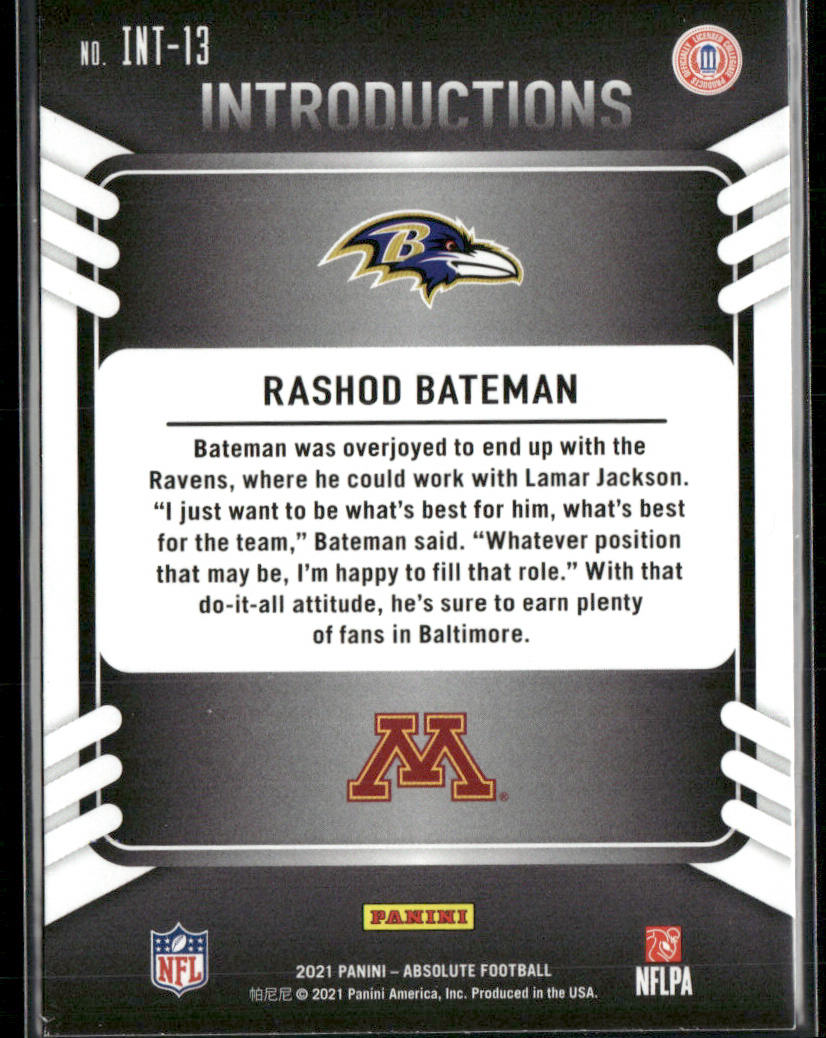 Rashod Bateman 2021 Panini Absolute Introductions #INT-13