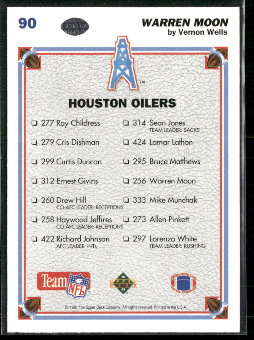 Warren Moon 1991 Upper Deck #90 Houston Oilers