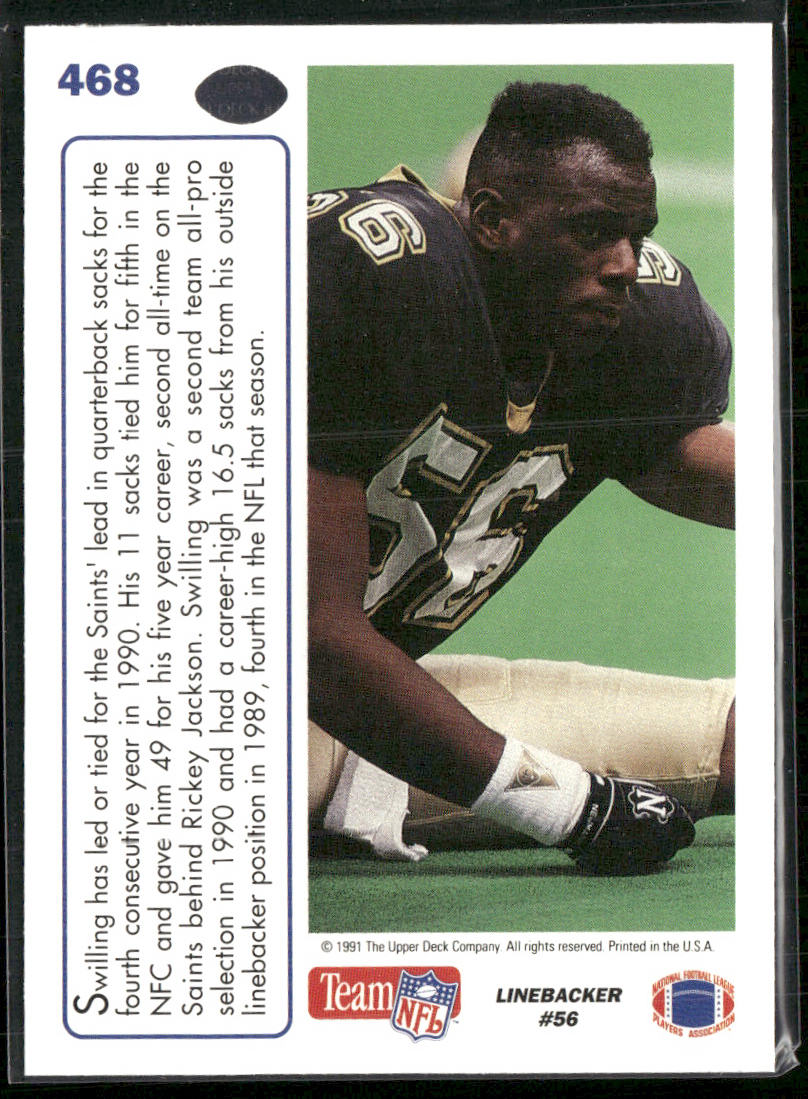 Pat Swilling 1991 Upper Deck #468 New Orleans Saints