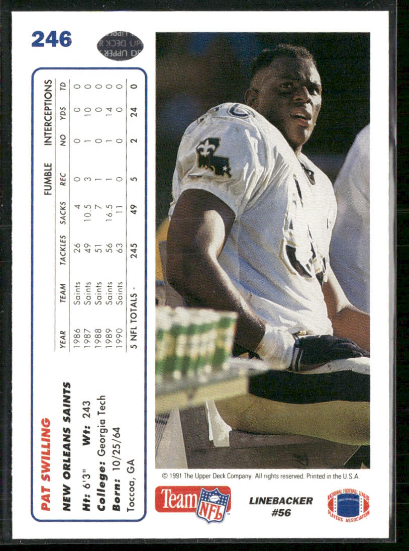 Pat Swilling 1991 Upper Deck #246 New Orleans Saints