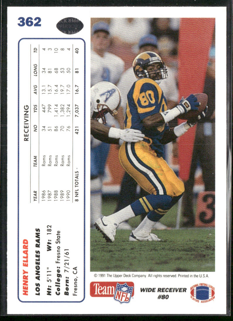 Henry Ellard 1991 Upper Deck #362 Los Angeles Rams