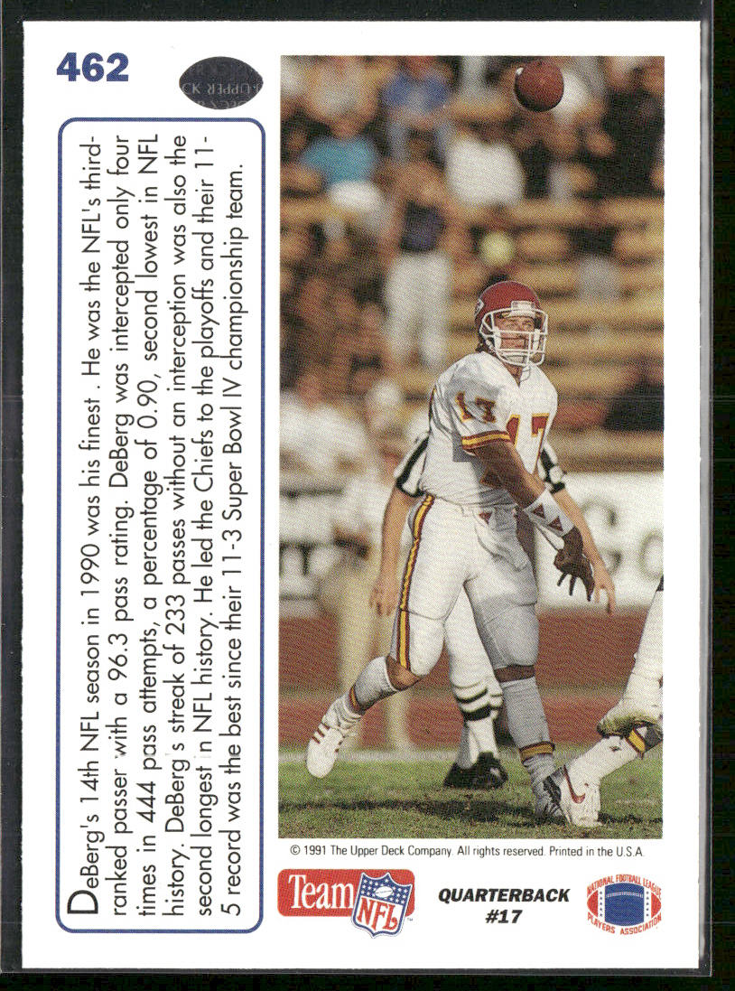 Steve DeBerg 1991 Upper Deck #462b Kansas City Chiefs