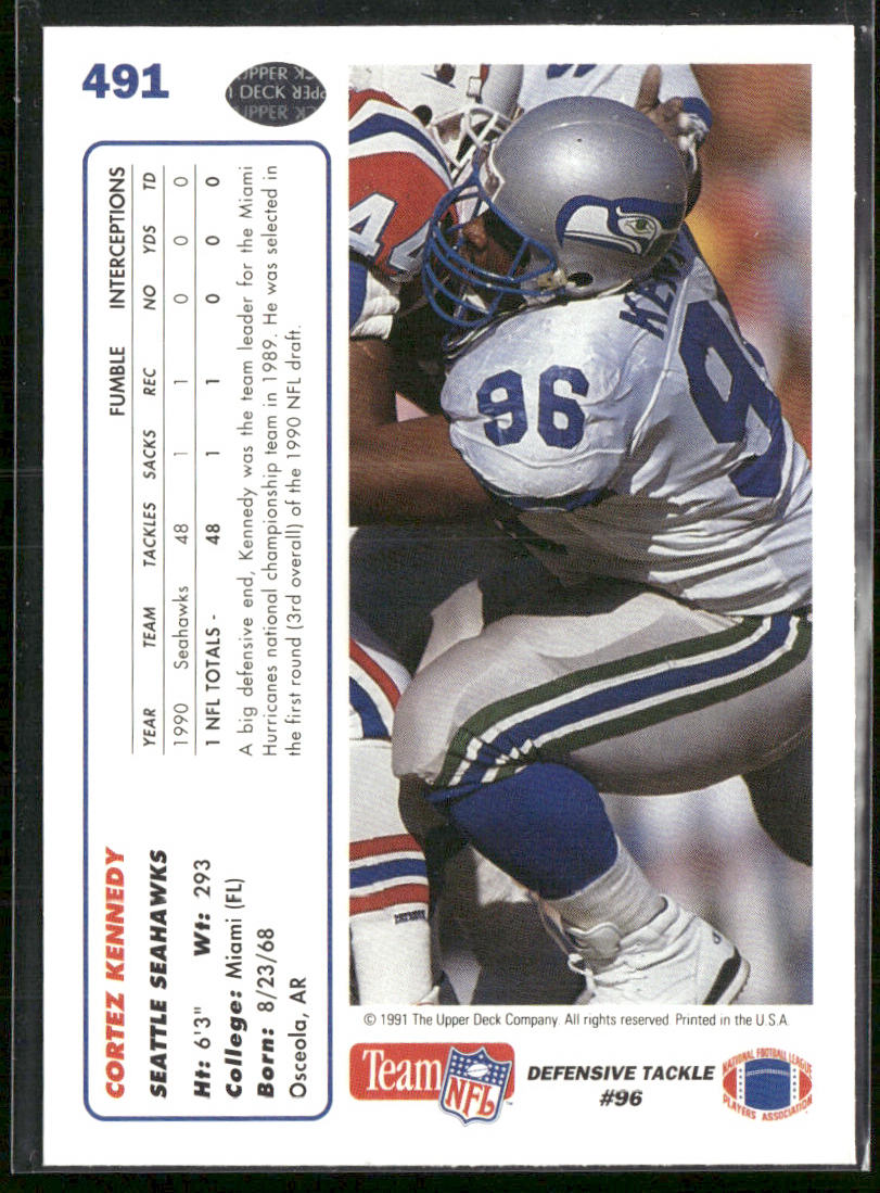 Cortez Kennedy 1991 Upper Deck #491 Seattle Seahawks