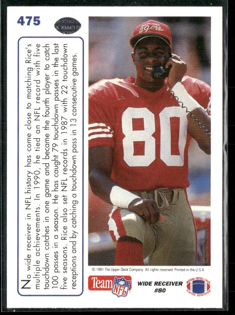 Jerry Rice 1991 Upper Deck #475 San Francisco 49ers