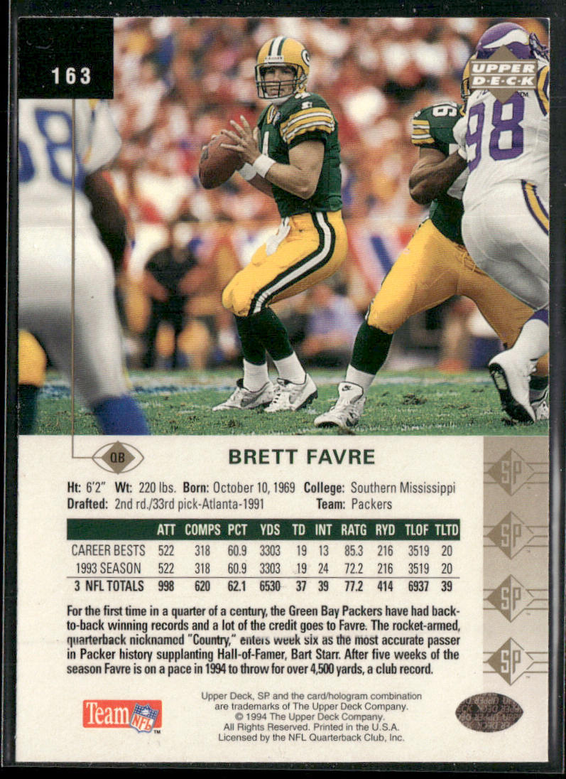 Brett Favre 1994 SP #163 Green Bay Packers