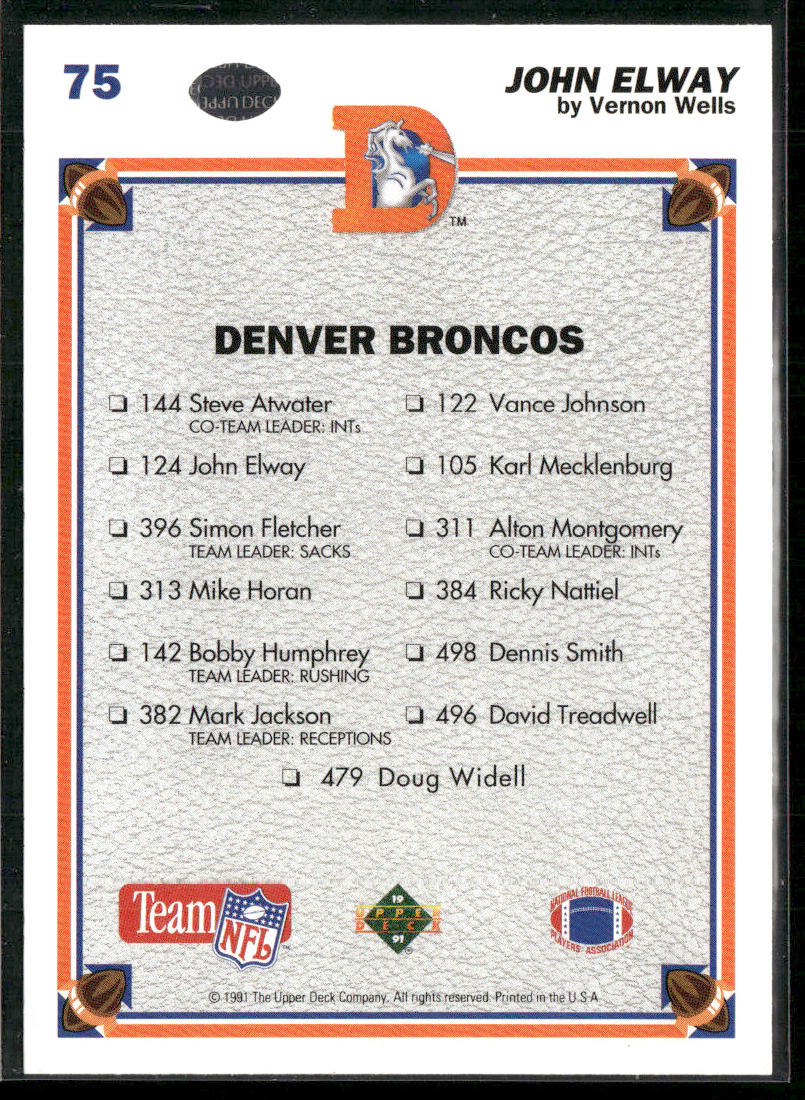 John Elway 1991 Upper Deck #75 Denver Broncos