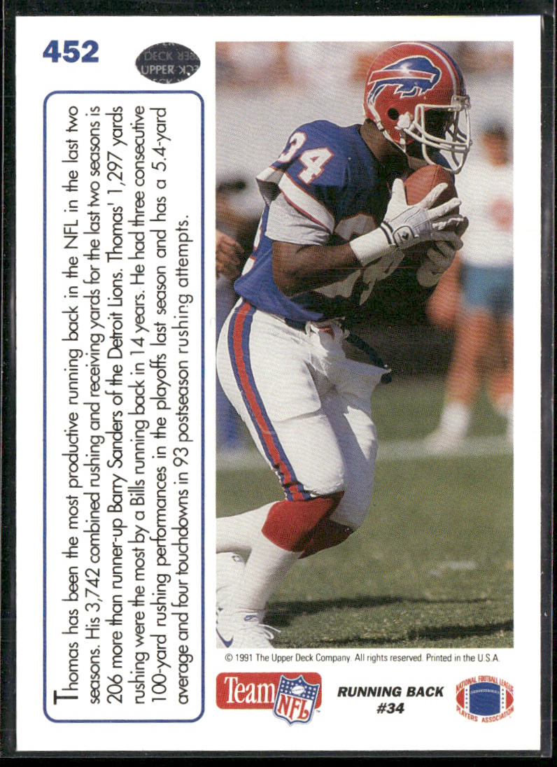 Thurman Thomas 1991 Upper Deck #452 Buffalo Bills