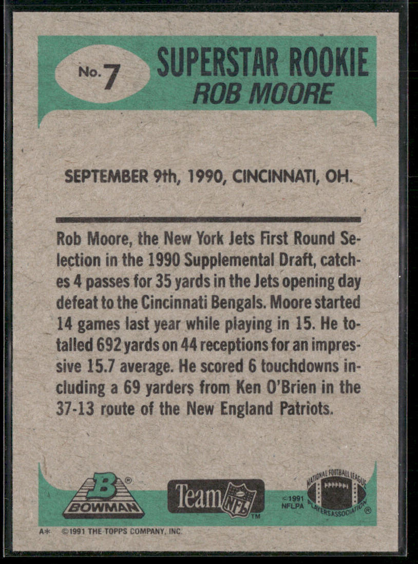Rob Moore 1991 Bowman #7a New York Jets