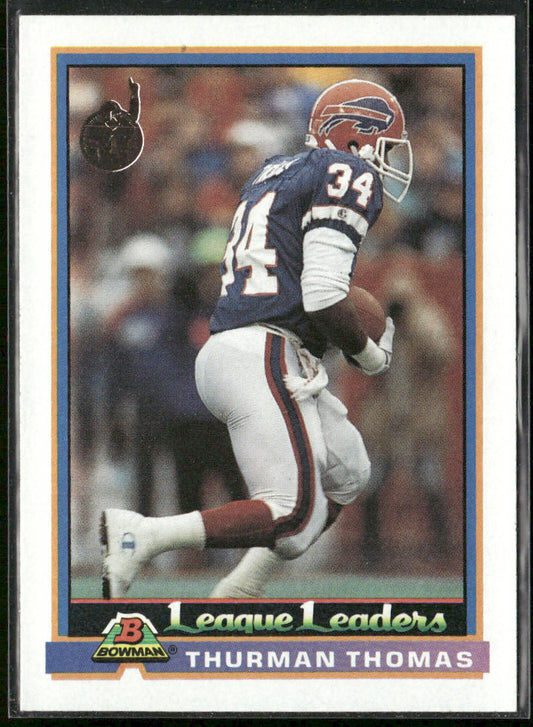 Thurman Thomas 1991 Bowman #281a A* in copyright on back Buffalo Bills