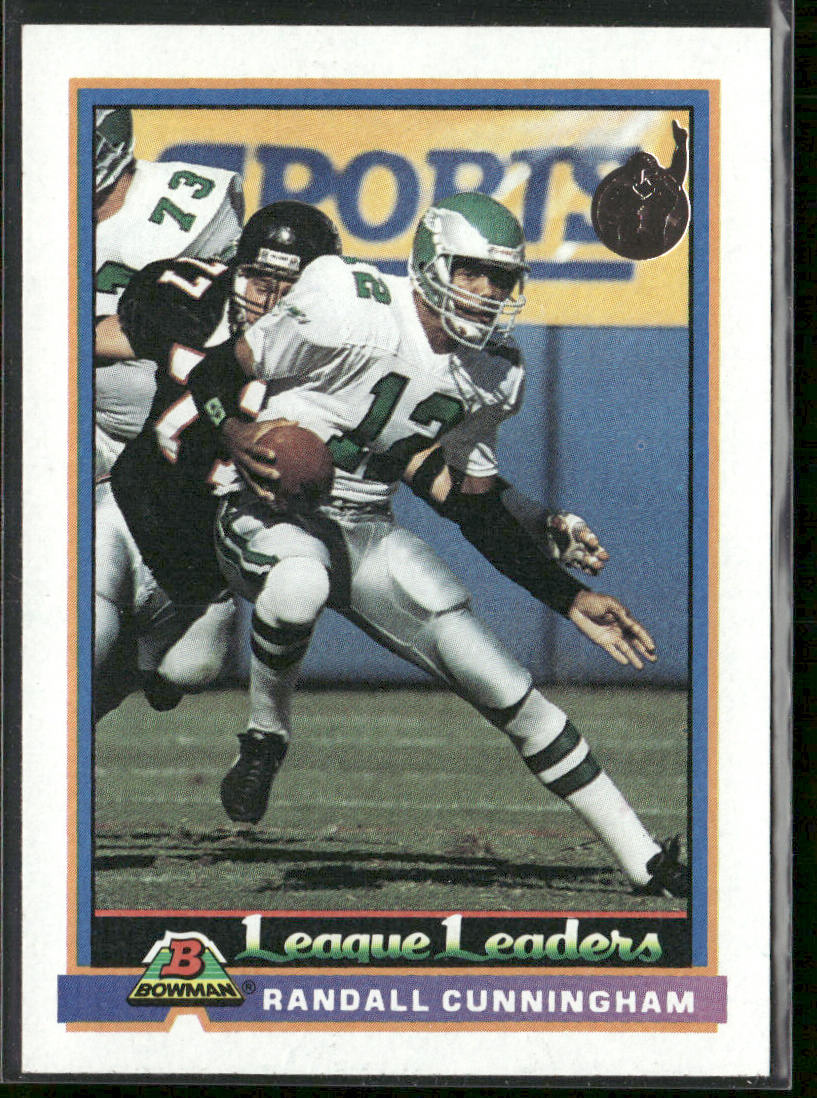 Randall Cunningham 1991 Bowman #278a A* in copyright on back Philadelphia Eagles