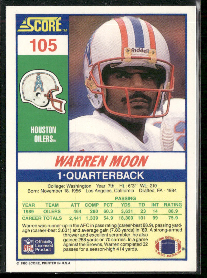 Warren Moon 1990 Score #105 Houston Oilers