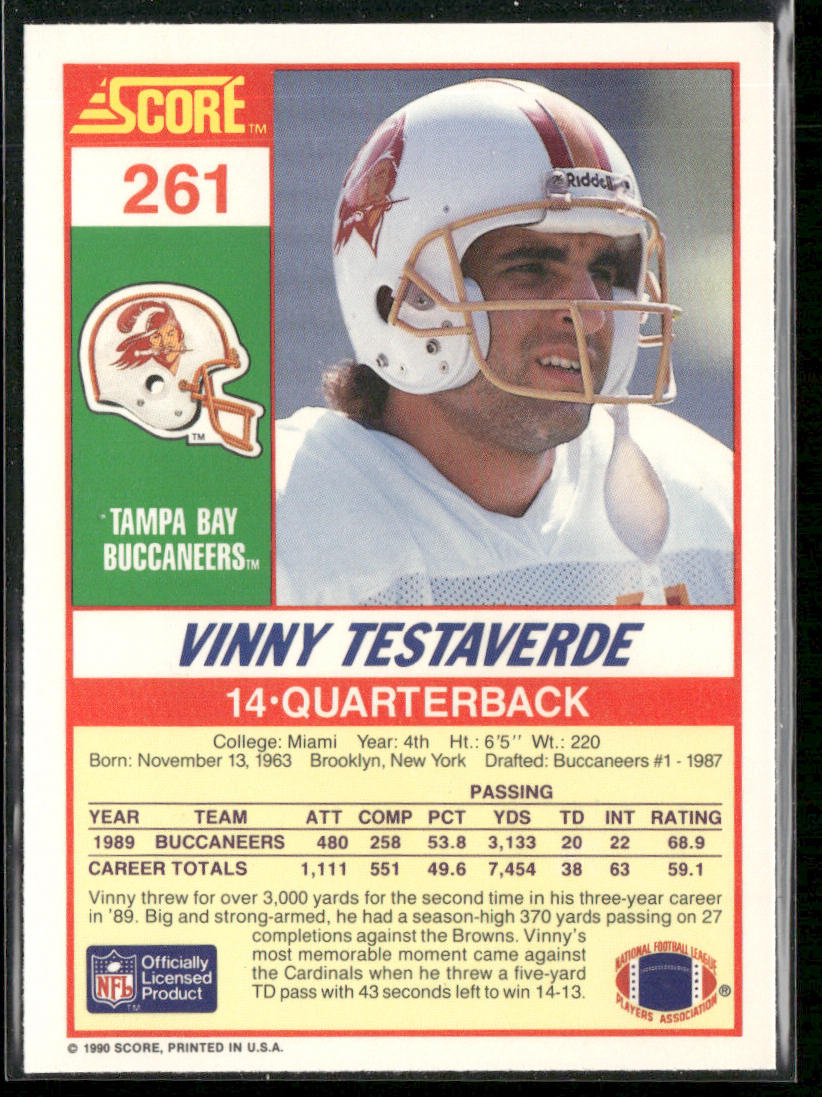 Vinny Testaverde 1990 Score #261 Tampa Bay Buccaneers