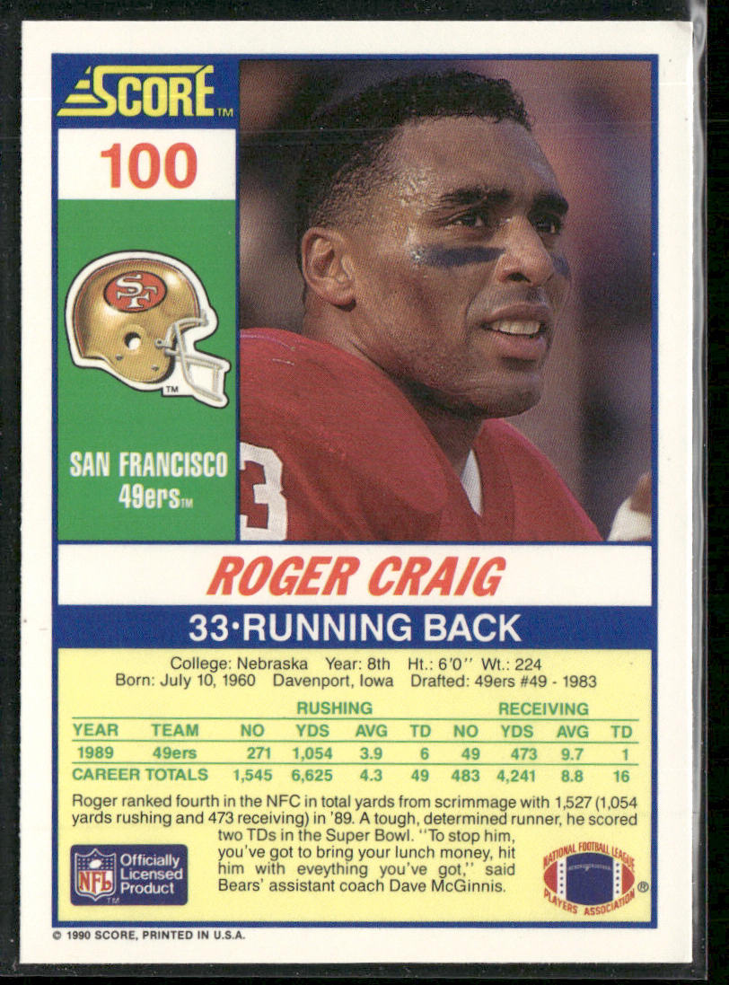 Roger Craig 1990 Score #100 San Francisco 49ers