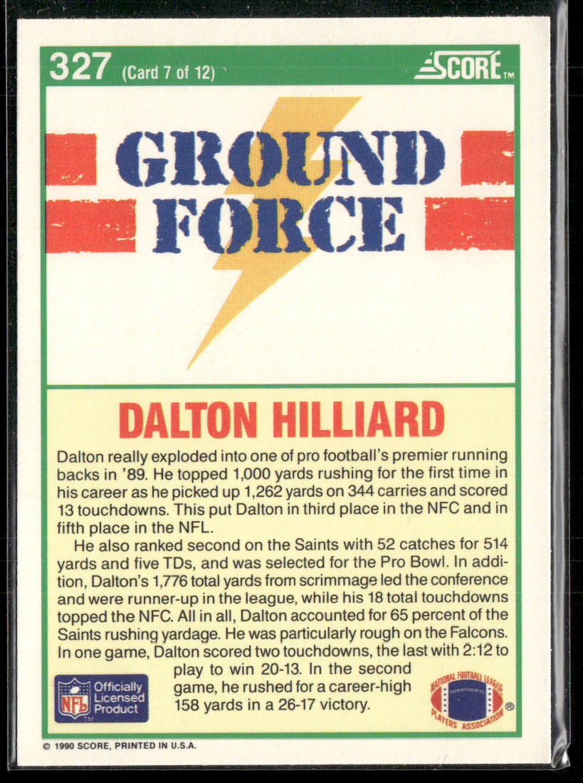 Dalton Hilliard 1990 Score #327 New Orleans Saints