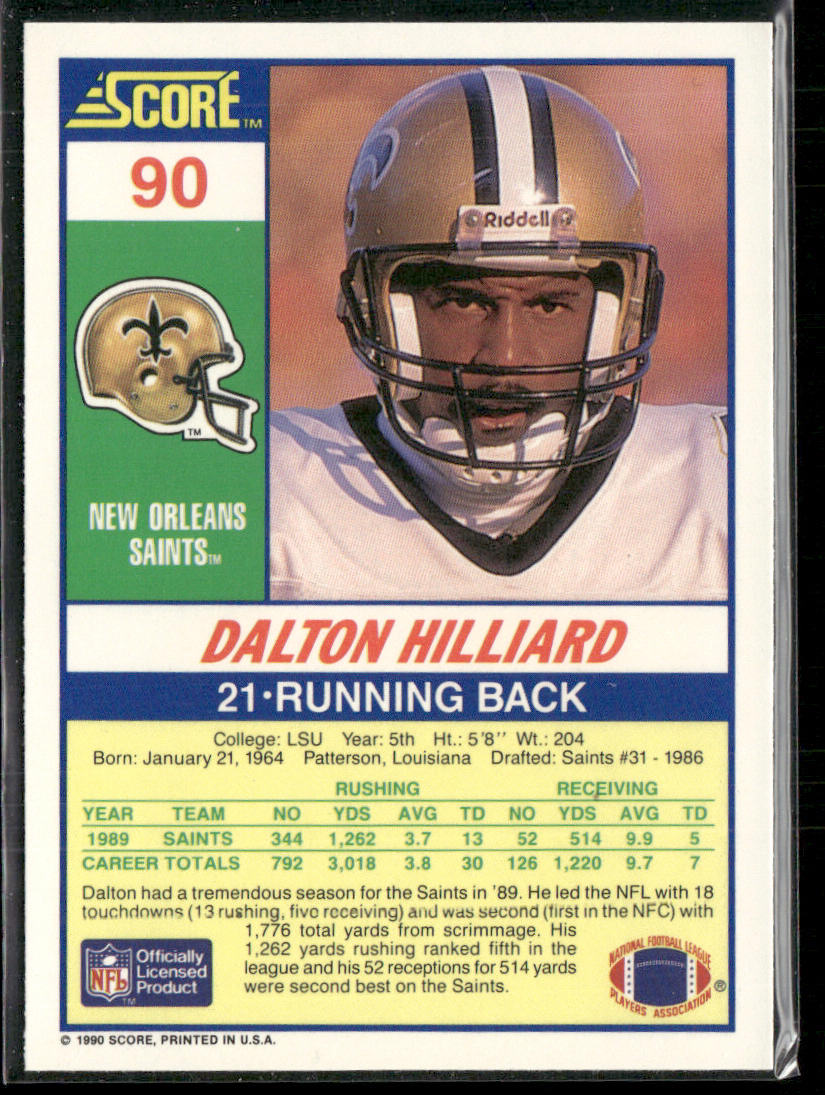 Dalton Hilliard 1990 Score #90 New Orleans Saints