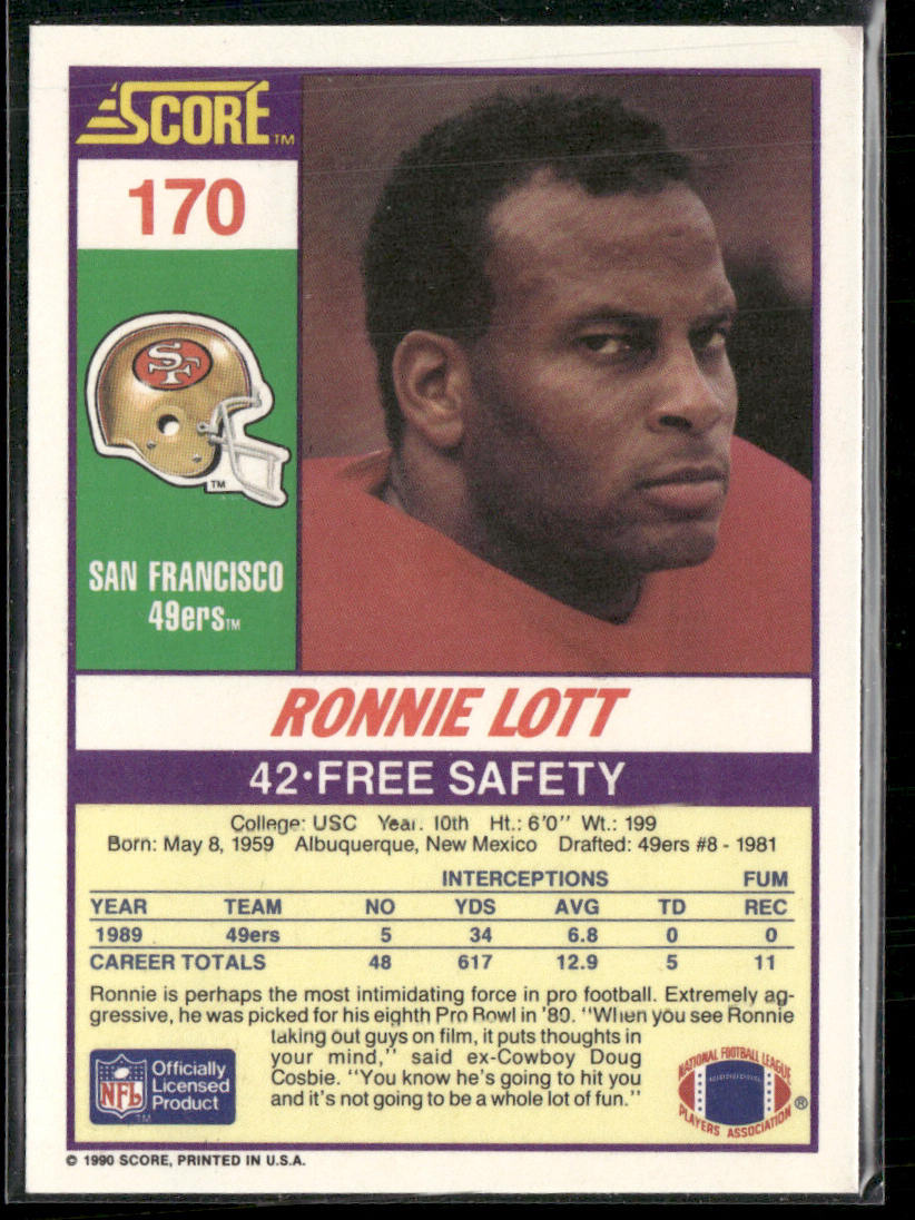 Ronnie Lott 1990 Score #170 San Francisco 49ers