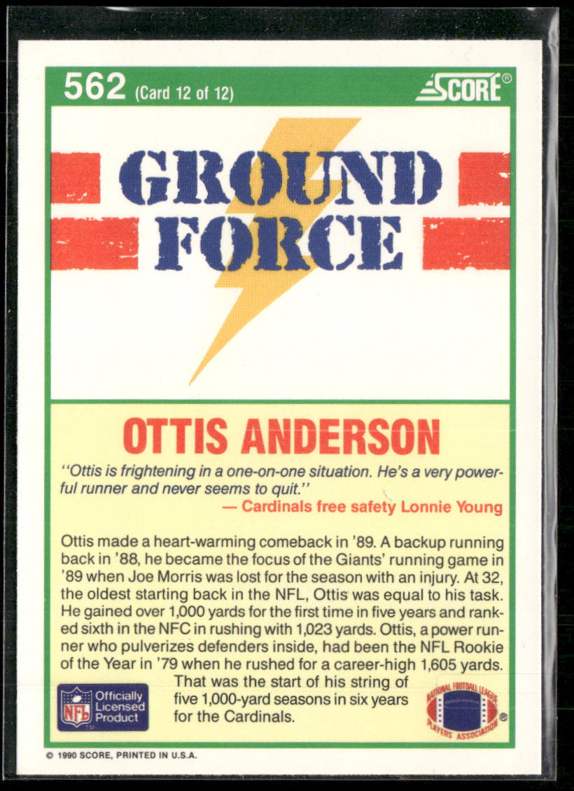 Ottis Anderson 1990 Score #562 New York Giants