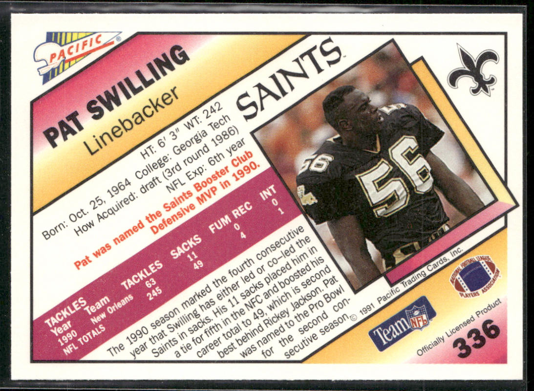 Pat Swilling 1991 Pacific #336 New Orleans Saints