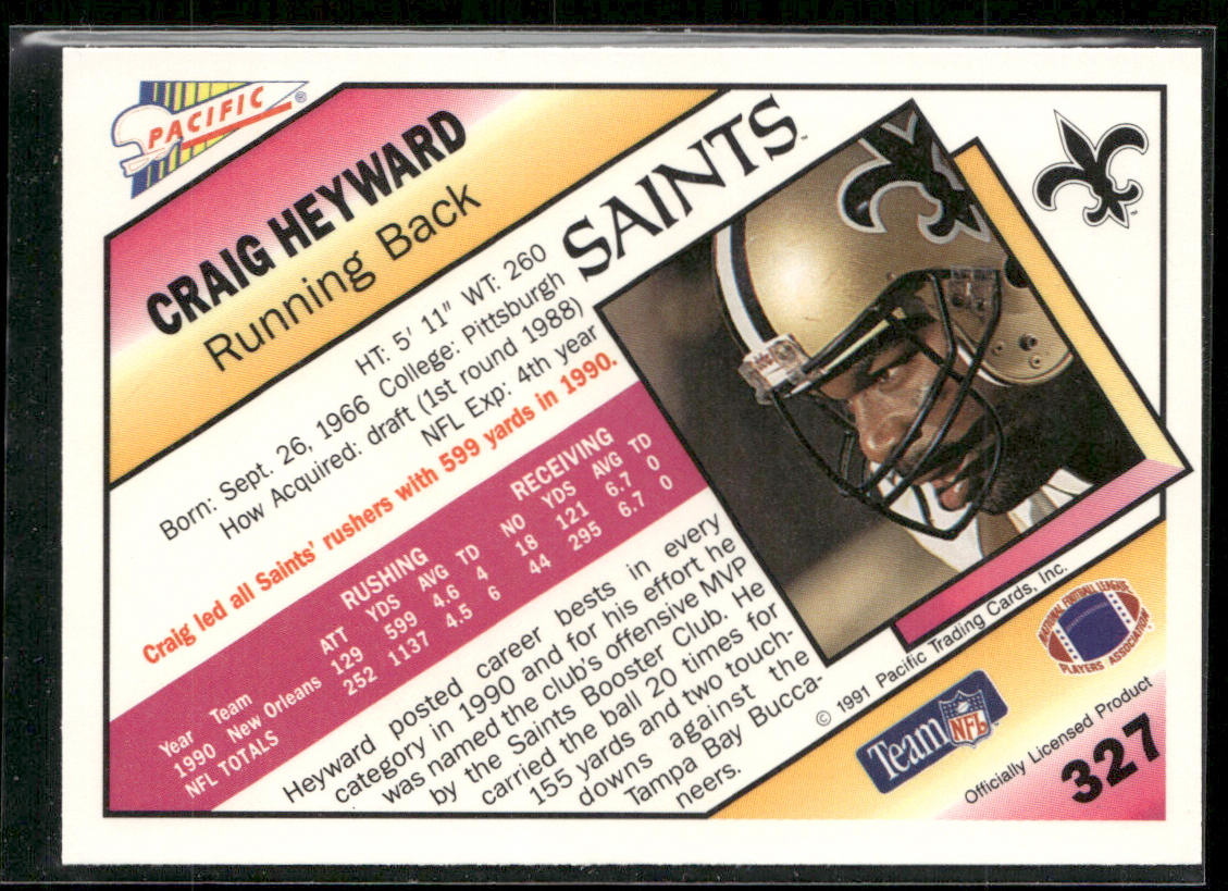 Craig Heyward 1991 Pacific #327 New Orleans Saints