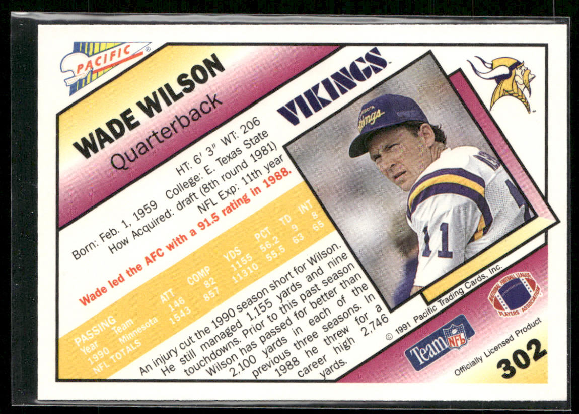 Wade Wilson 1991 Pacific #302 Minnesota Vikings