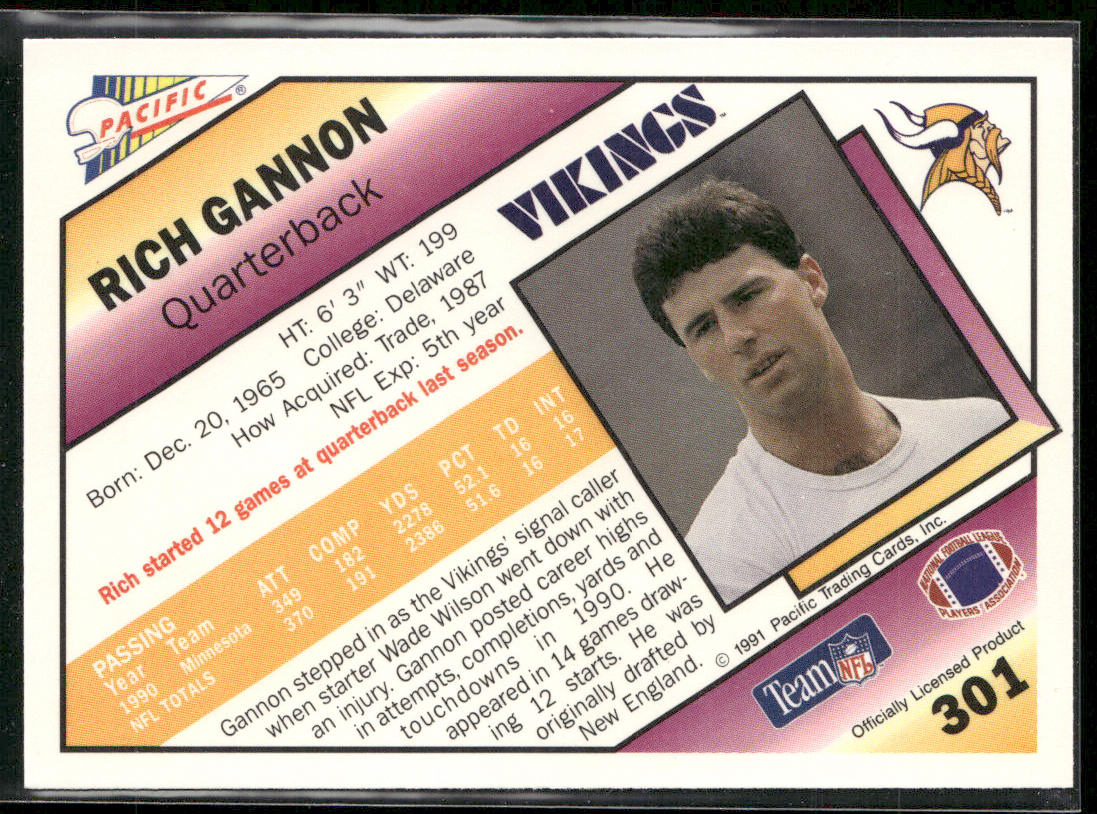 Rich Gannon 1991 Pacific #301 Minnesota Vikings