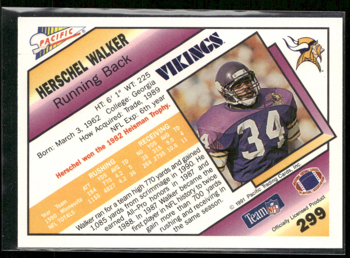 Herschel Walker 1991 Pacific #299 Minnesota Vikings