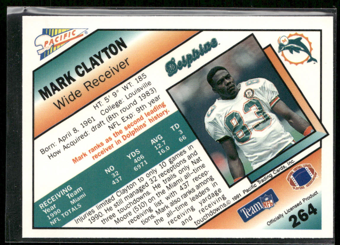 Mark Clayton 1991 Pacific #264 Miami Dolphins