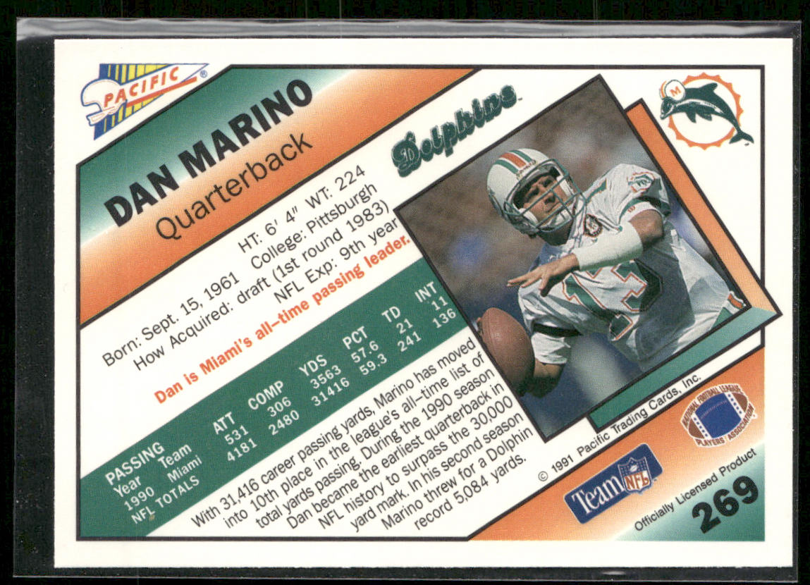 Dan Marino 1991 Pacific #269 Miami Dolphins