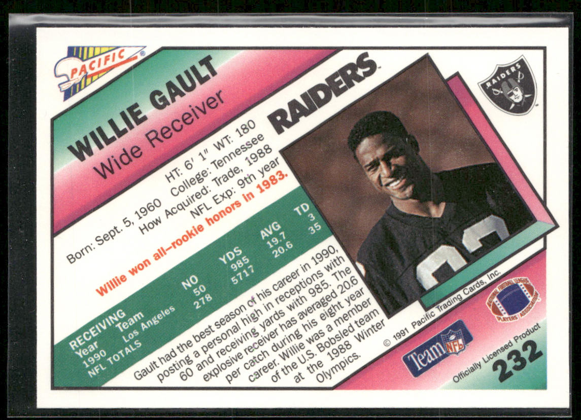 Willie Gault 1991 Pacific #232 Los Angeles Raiders