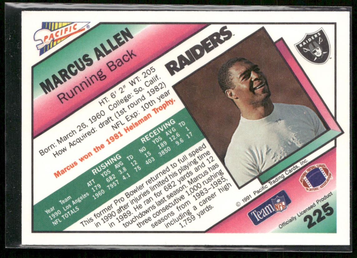 Marcus Allen 1991 Pacific #225 Los Angeles Raiders