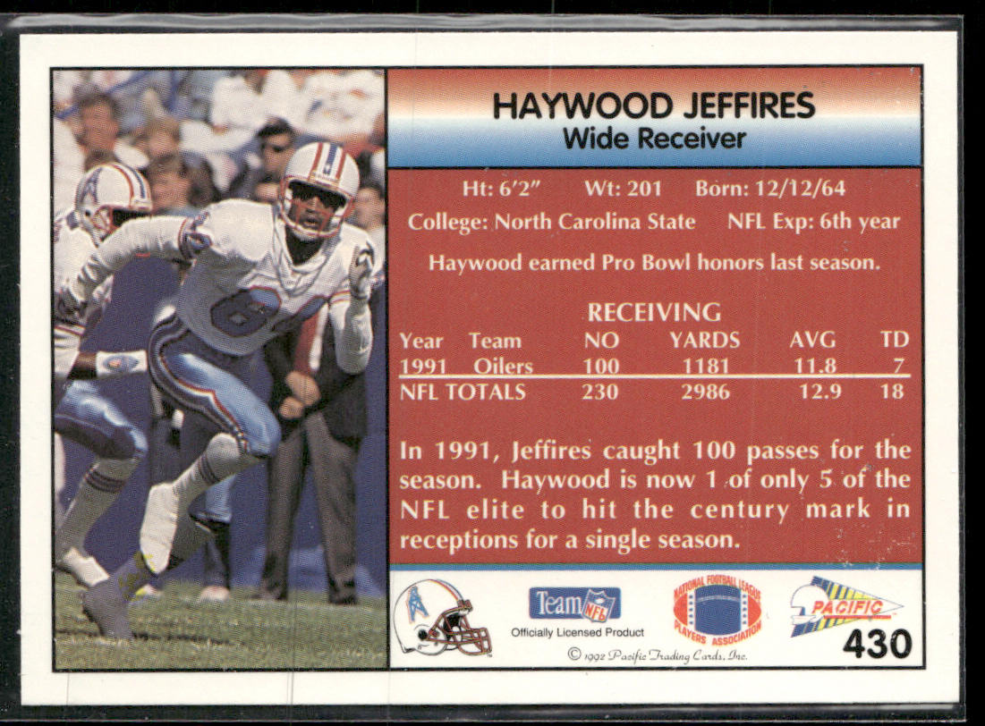 Haywood Jeffires 1992 Pacific #430 Houston Oilers