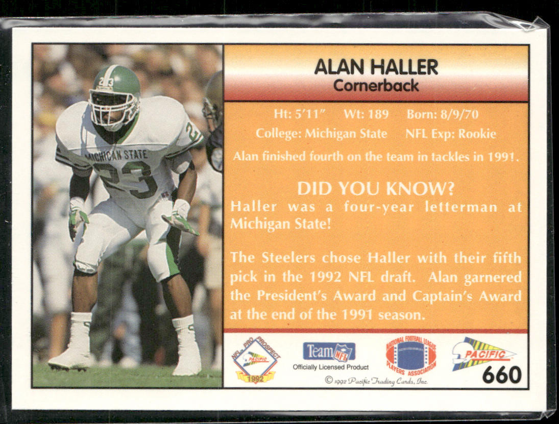 Alan Haller 1992 Pacific #660 RC Michigan State Spartans