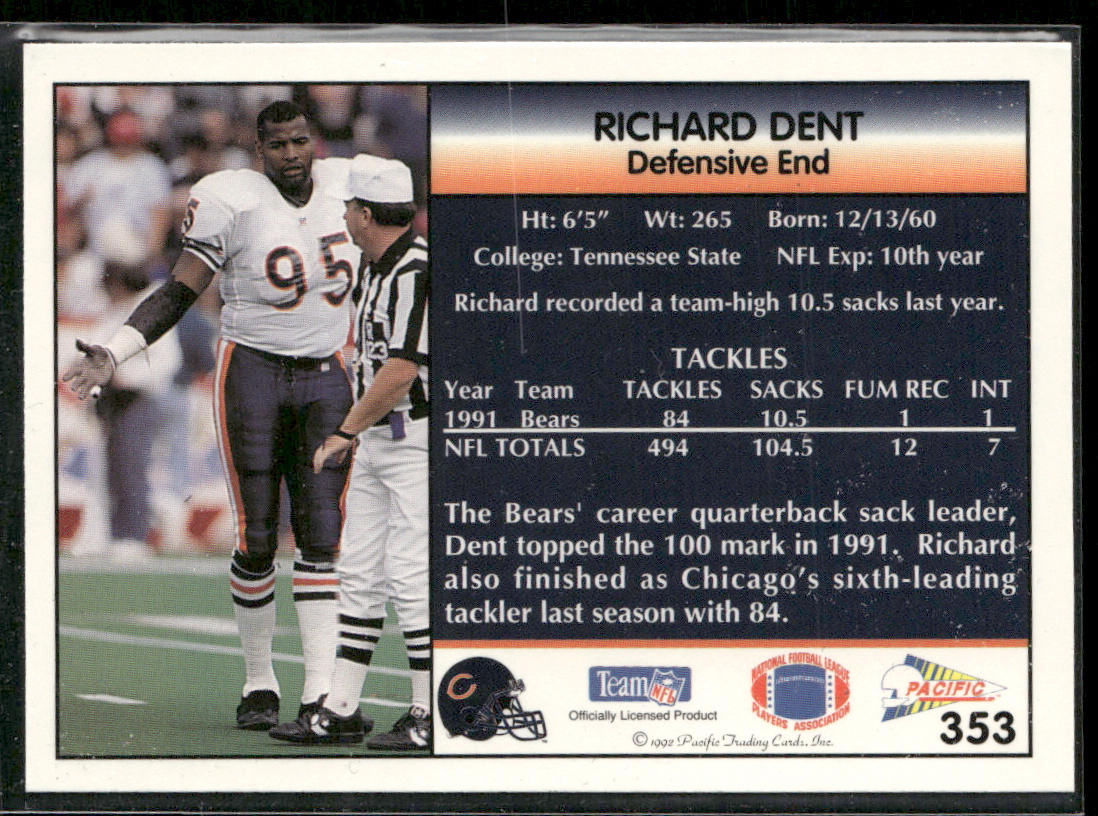 Richard Dent 1992 Pacific #353 Chicago Bears