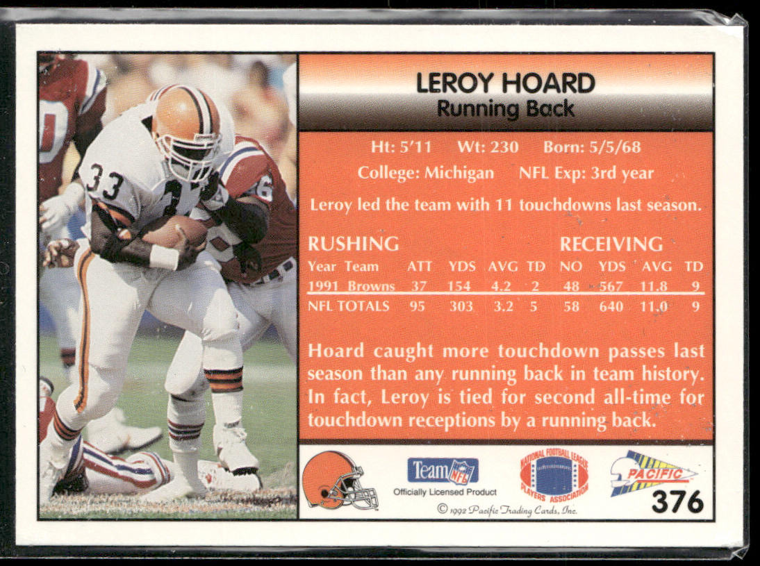 Leroy Hoard 1992 Pacific #376 Cleveland Browns