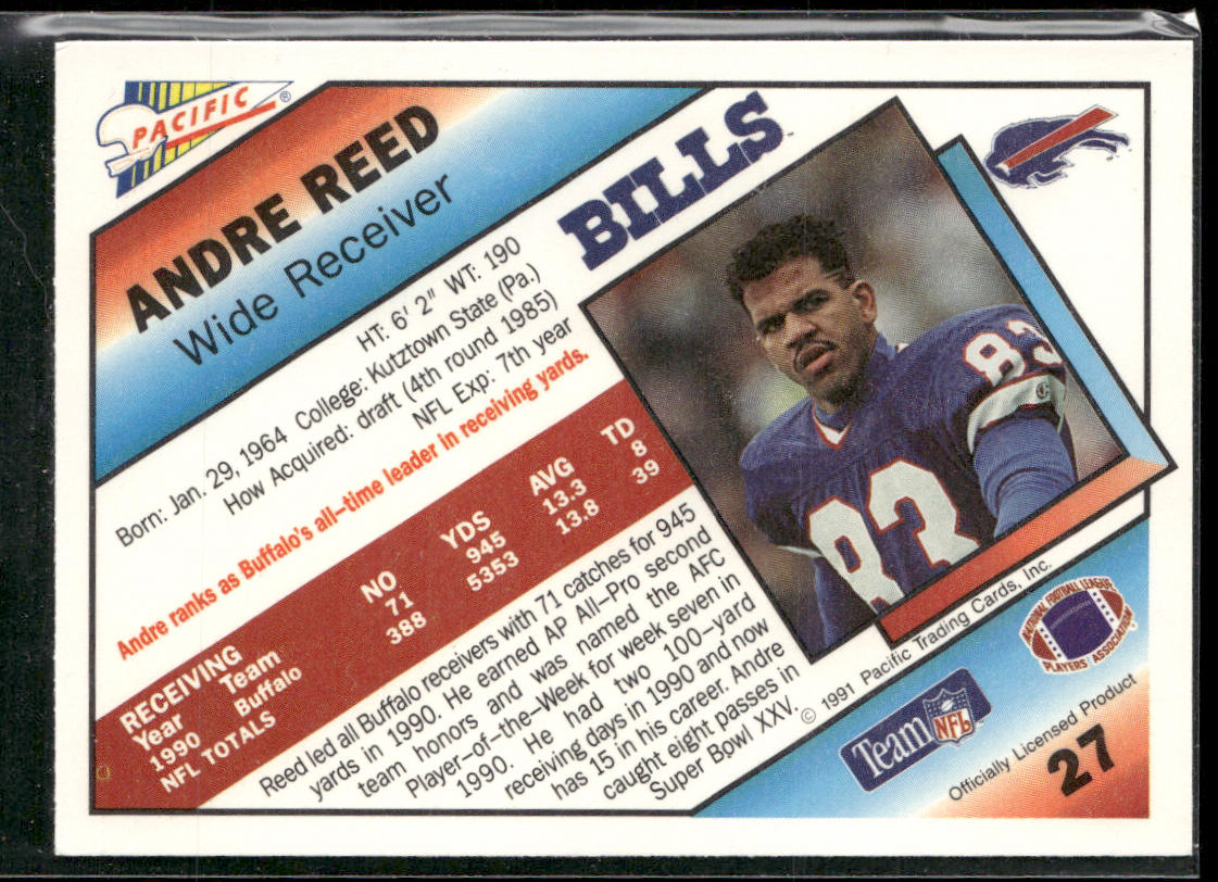 Andre Reed 1991 Pacific #27 Buffalo Bills