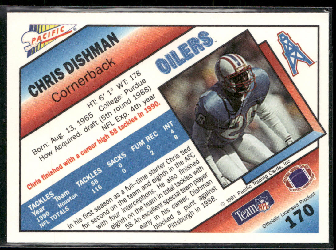 Cris Dishman 1991 Pacific #170a RC Houston Oilers