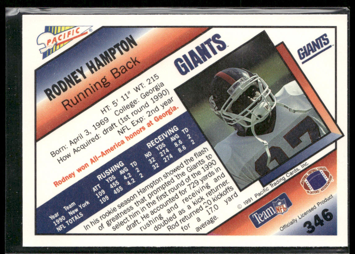 Rodney Hampton 1991 Pacific #346 New York Giants