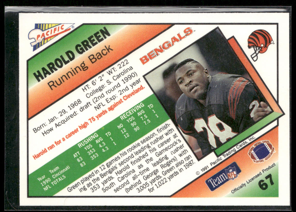 Harold Green 1991 Pacific #67 Cincinnati Bengals