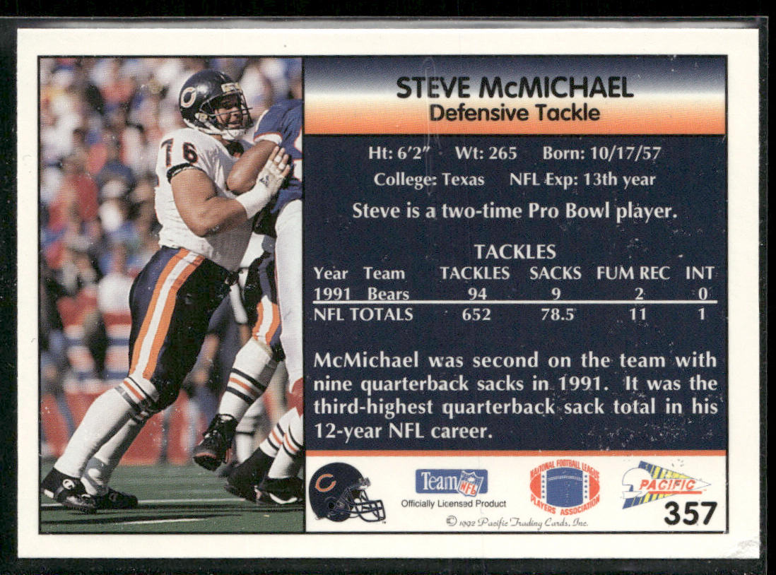 Steve McMichael 1992 Pacific #357 Chicago Bears
