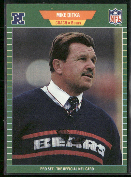 Mike Ditka 1989 Pro Set #53a No HOF banner Chicago Bears