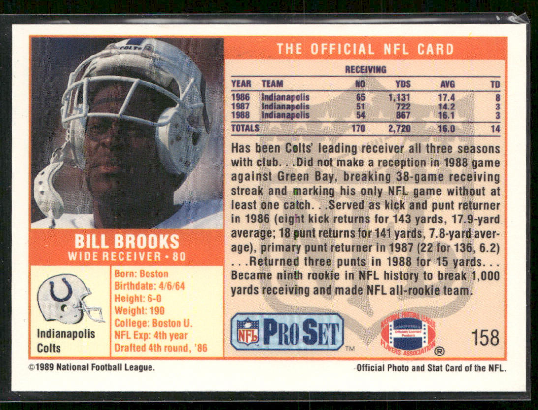 Bill Brooks 1989 Pro Set #158 Indianapolis Colts
