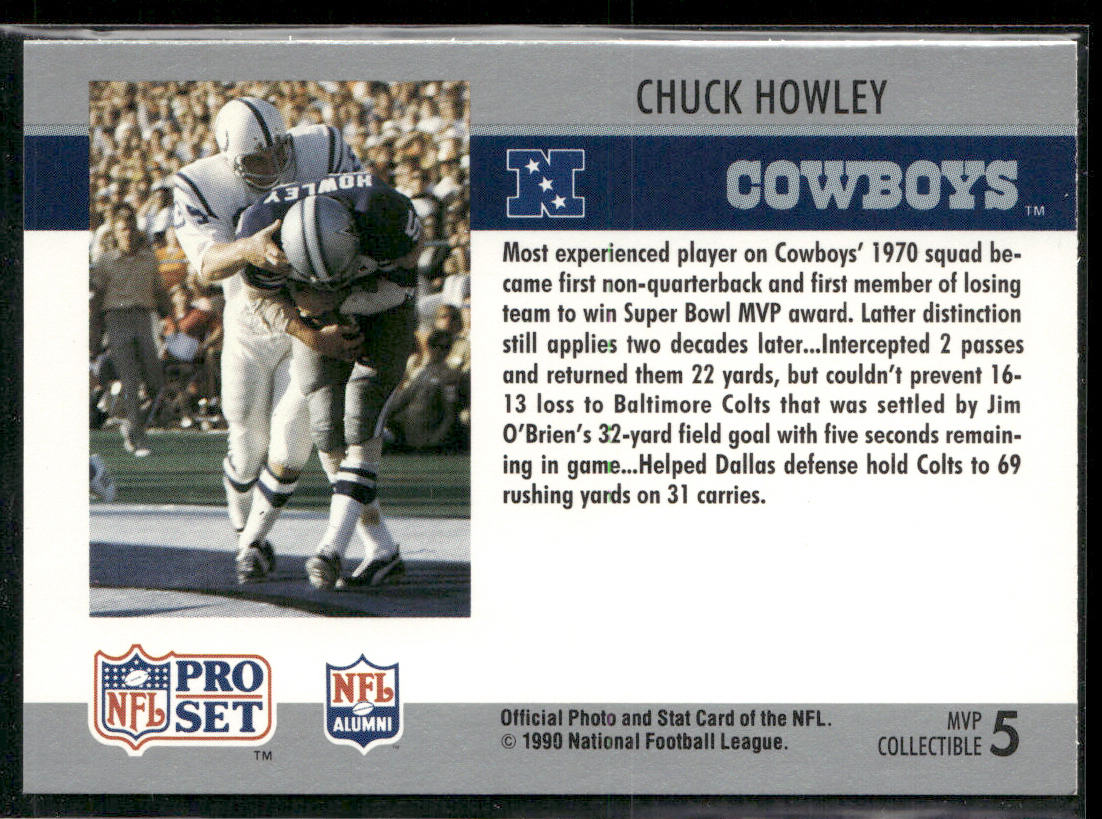 Chuck Howley 1990 Pro Set Super Bowl MVP Collectibles #5 Dallas Cowboys