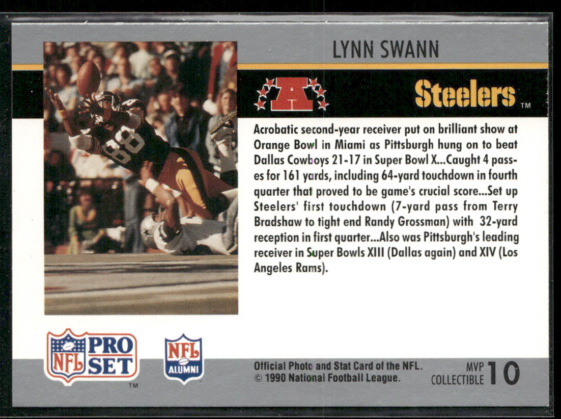 Lynn Swann 1990 Pro Set Super Bowl MVP Collectibles #10 Pittsburgh Steelers