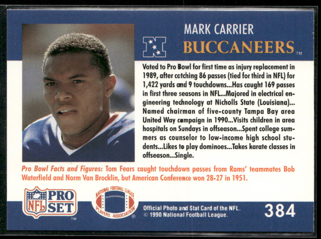 Mark Carrier 1990 Pro Set #384 Tampa Bay Buccaneers