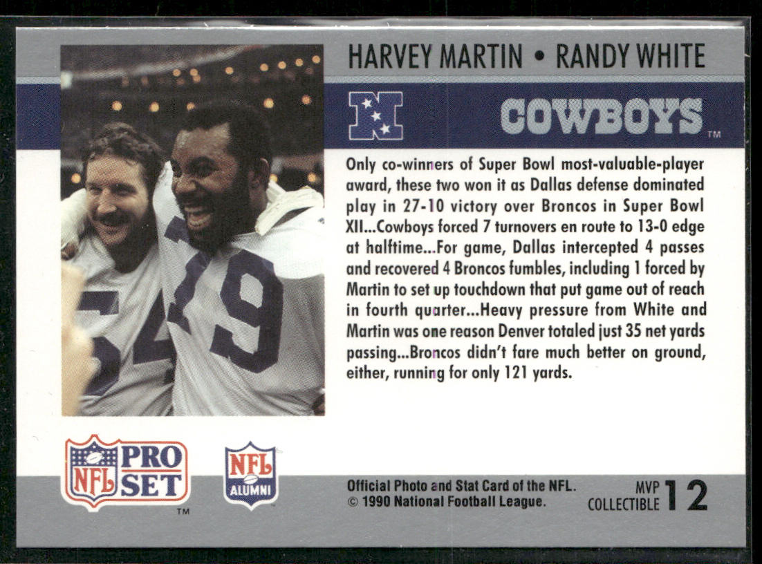 Harvey Martin / Randy White SBXII 1990 Pro Set Super Bowl MVP Collectibles #12