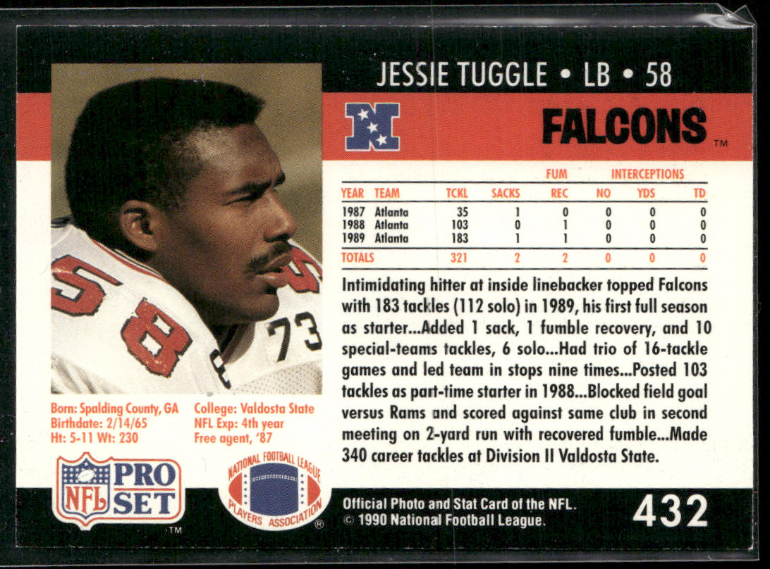 Jessie Tuggle 1990 Pro Set #432 RC Atlanta Falcons