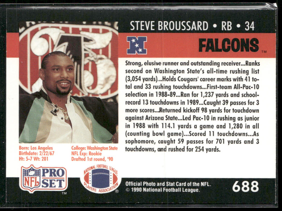 Steve Broussard 1990 Pro Set #688 RC Atlanta Falcons