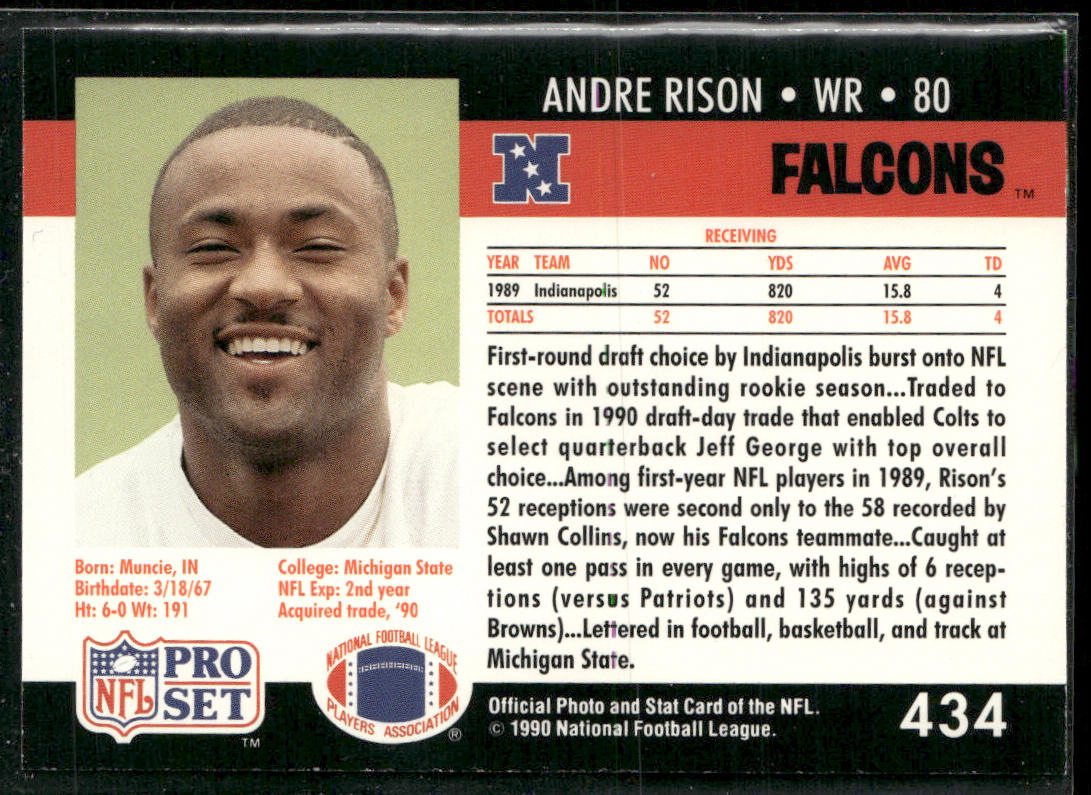Andre Rison 1990 Pro Set #434 Atlanta Falcons